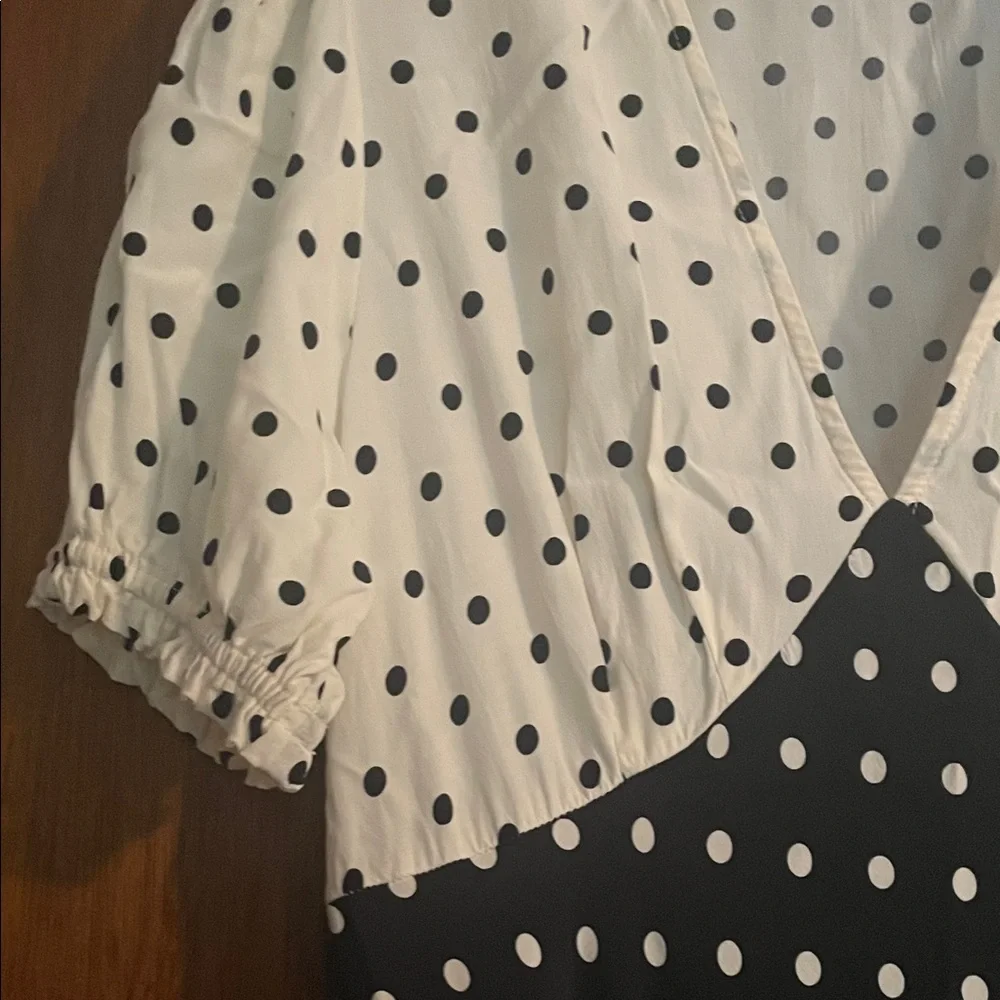 a new day Black and White Polka Dot V-Neck Midi Dress - Picture 3 of 7